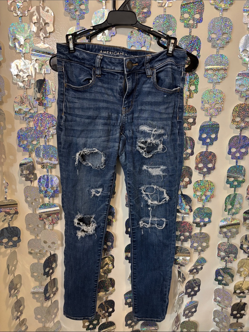 American Eagle Outfitters Women's Ripped Skinny Jeans - Dark Indigo
